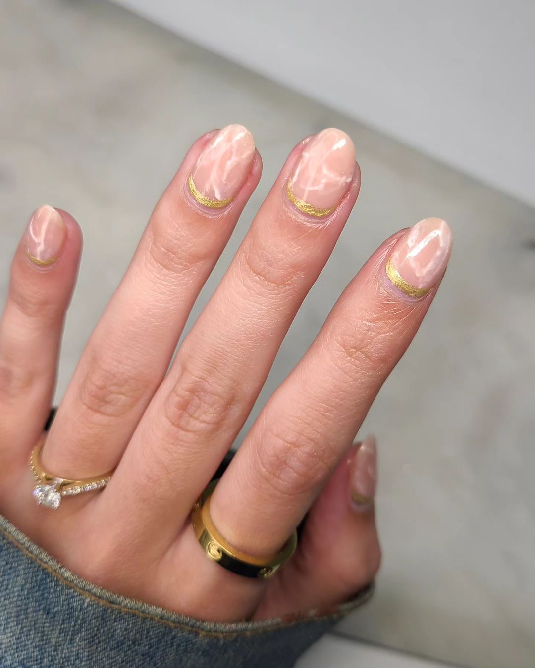 Marble Gold Nails