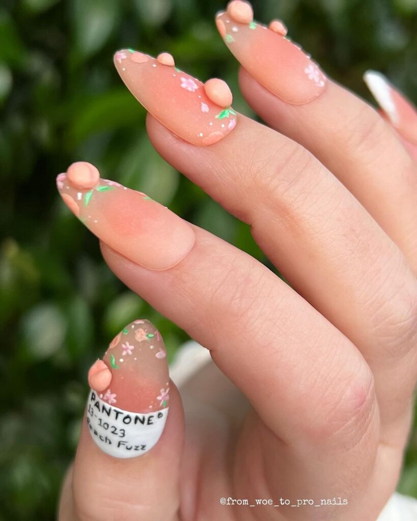 Unhas com penugem de pêssego 3d