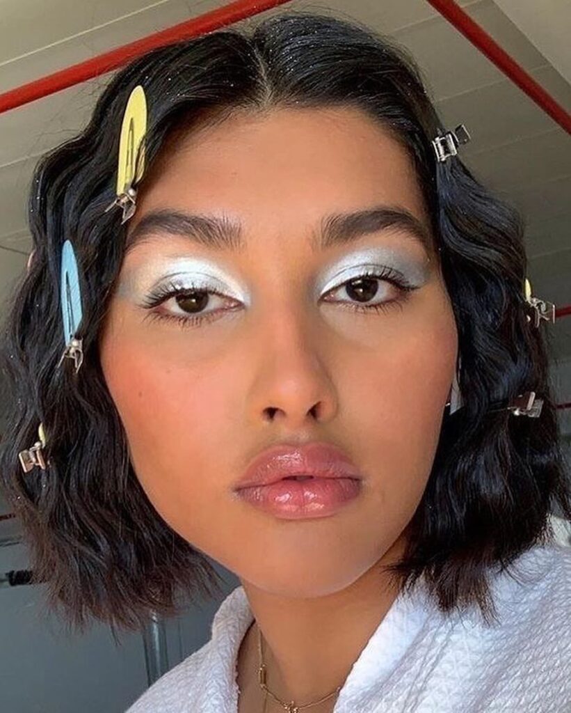 90s silver makeup look for prom