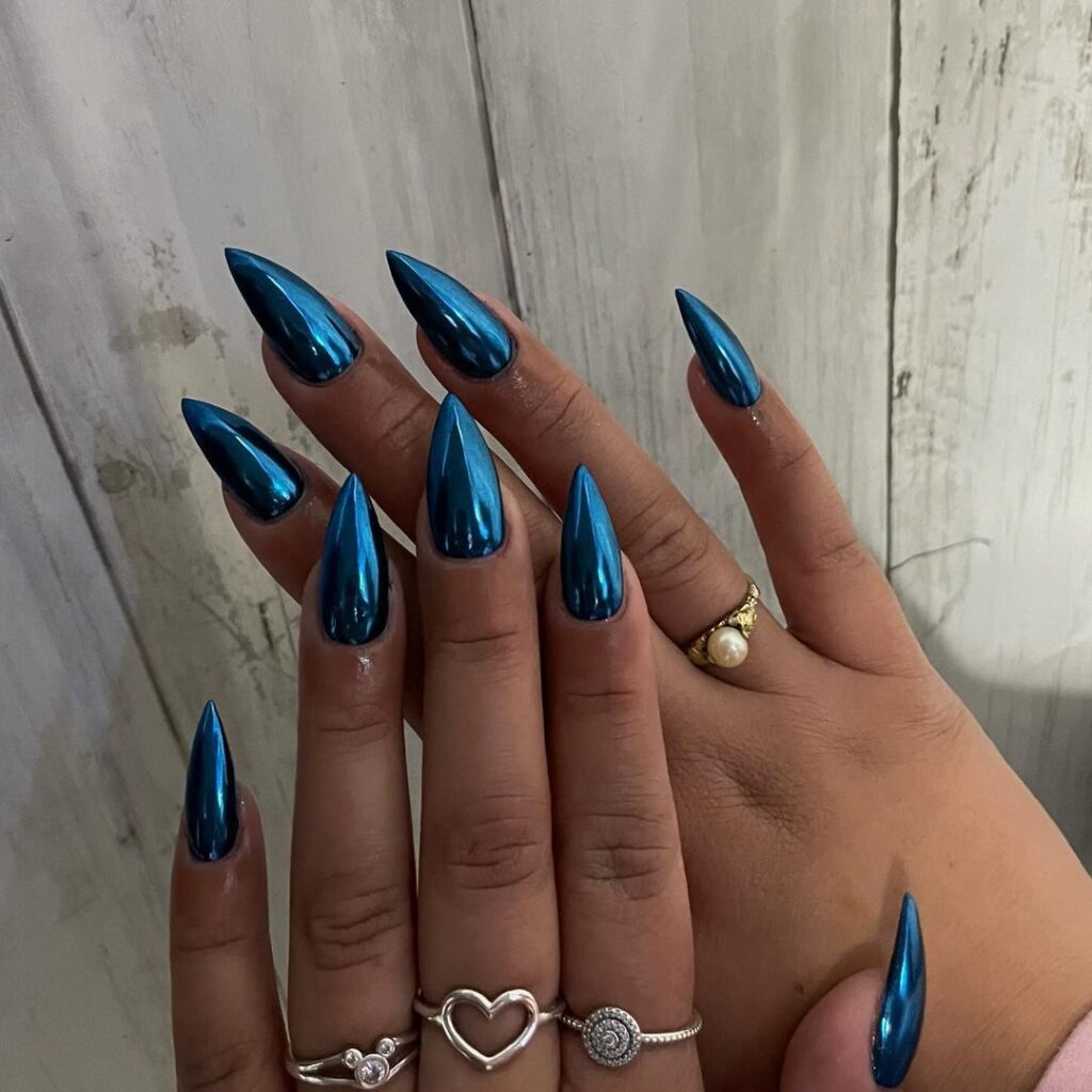 Blue Chrome Nails