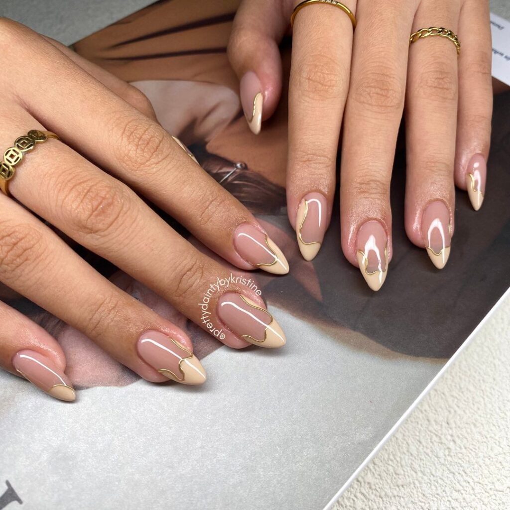 Cream nudes with gold chrome