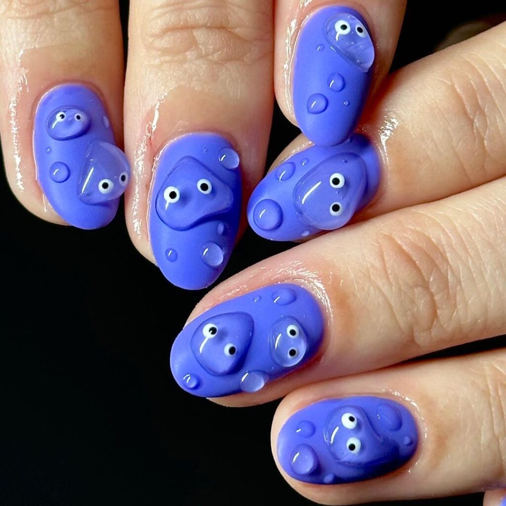 Funky 3D Water Droplet Nails