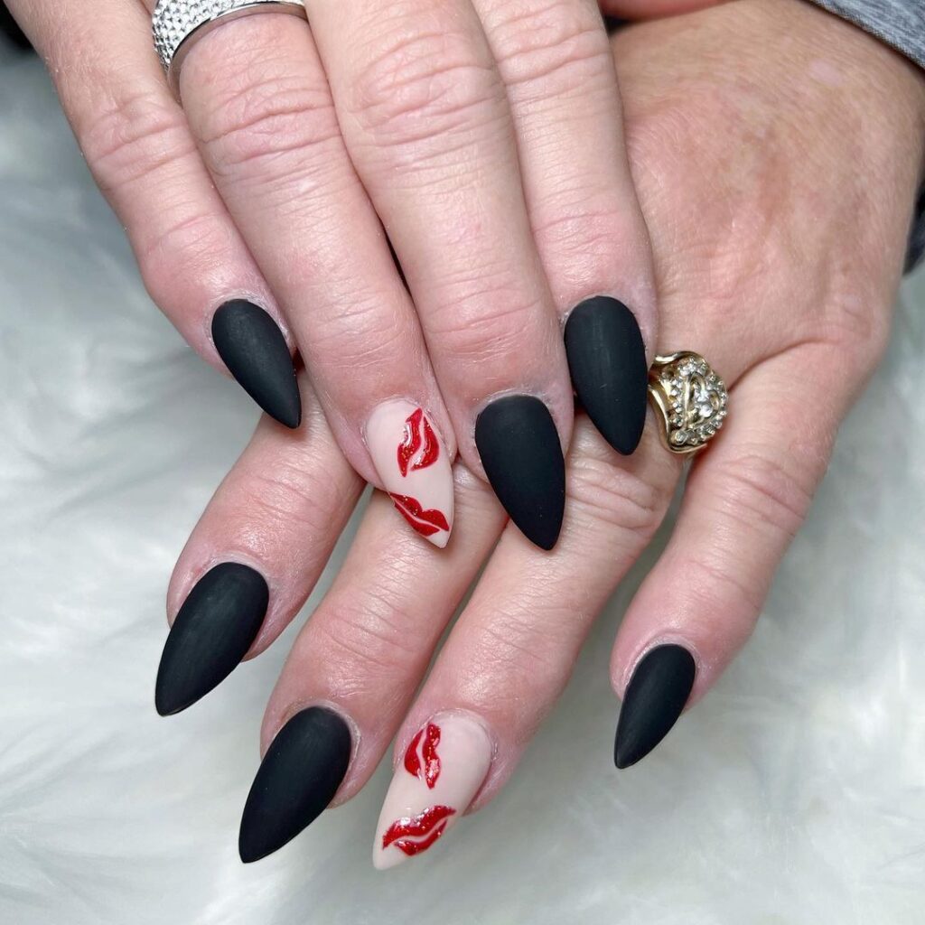 Matte Black With Red Kisses 