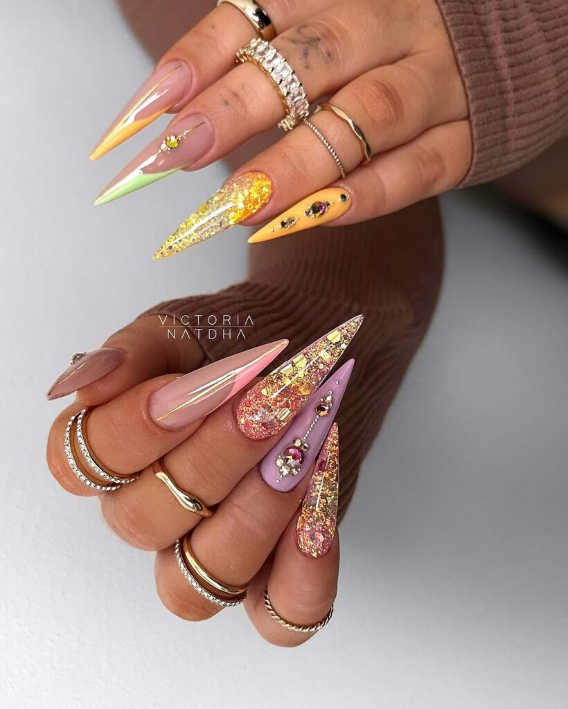 abstract colorful nails