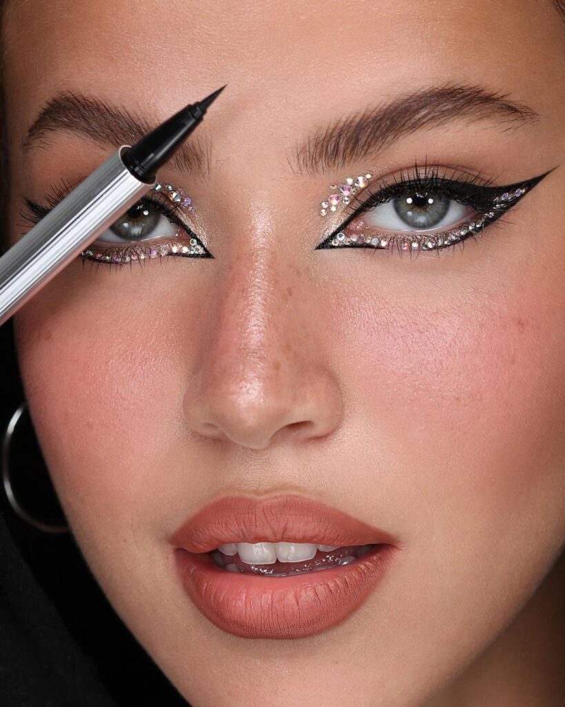 black eyeliner with silver tears