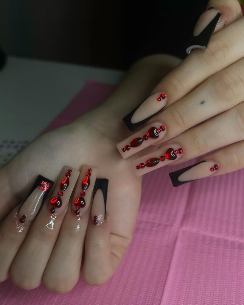 Black French With Red Gems