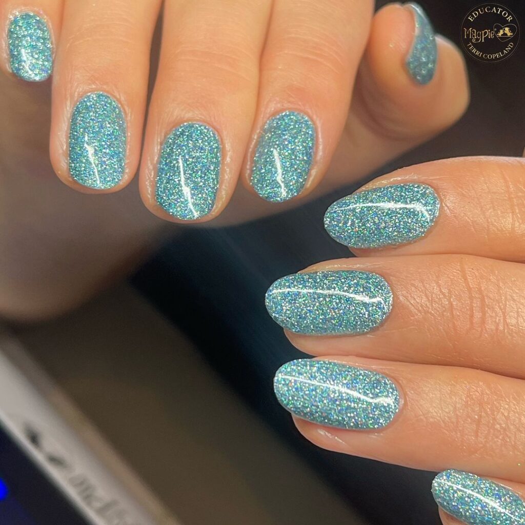 blue glitter nails 