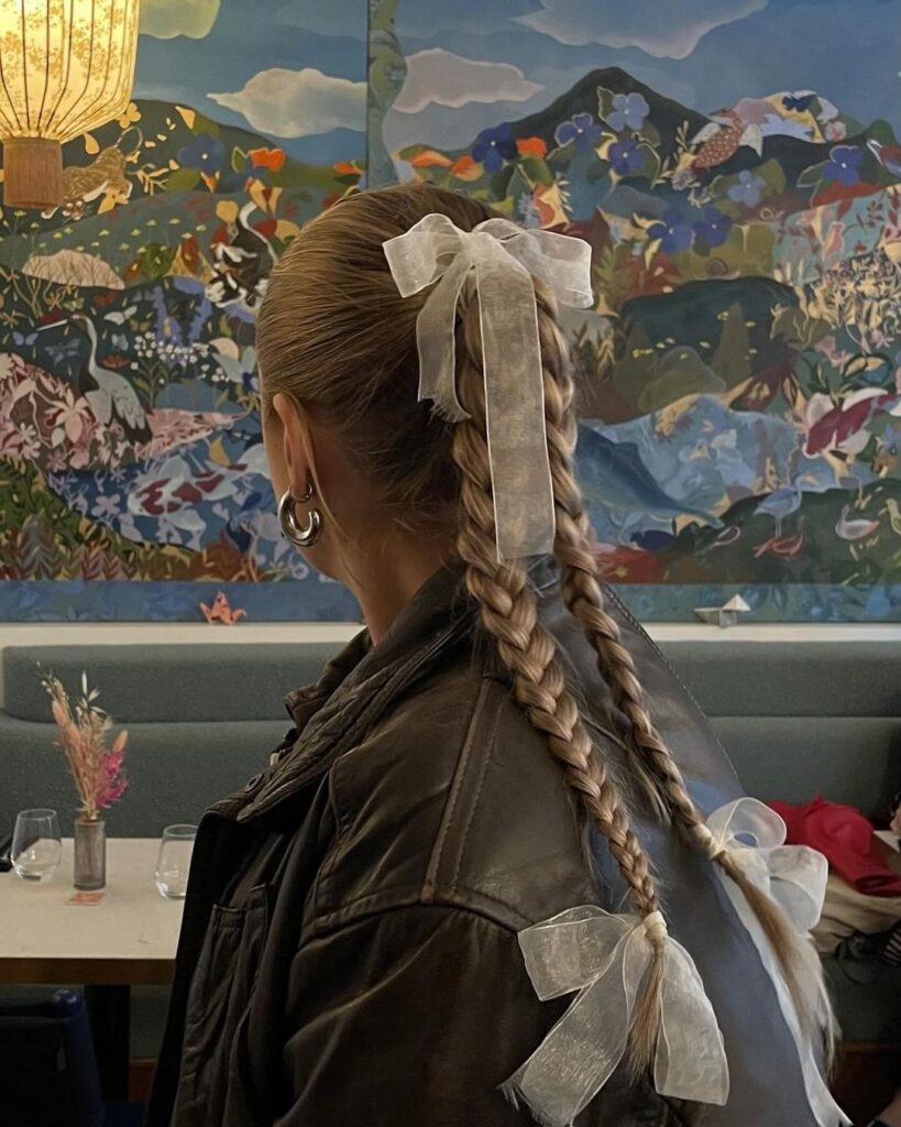 bow on ponytail braids