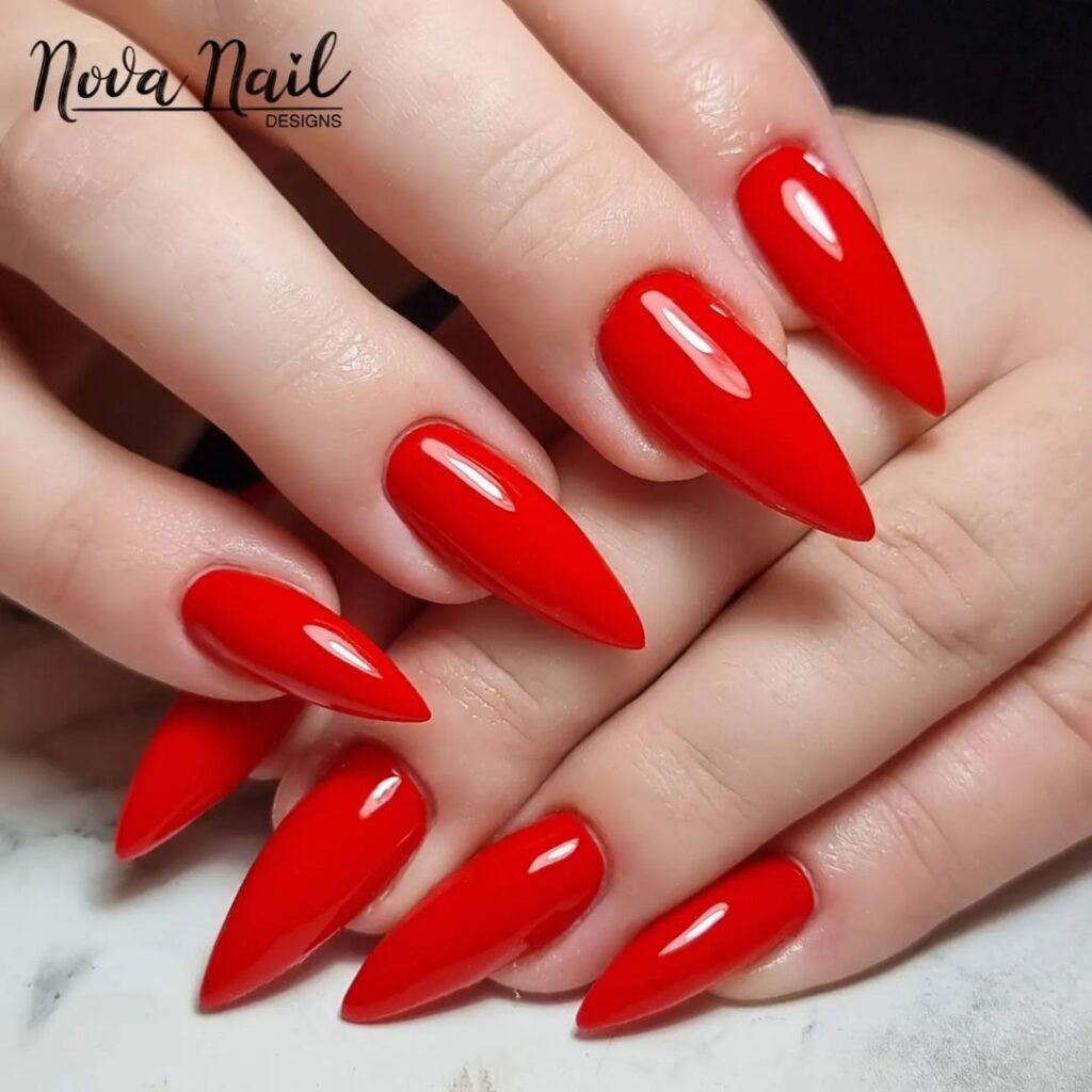 bright red spring nails