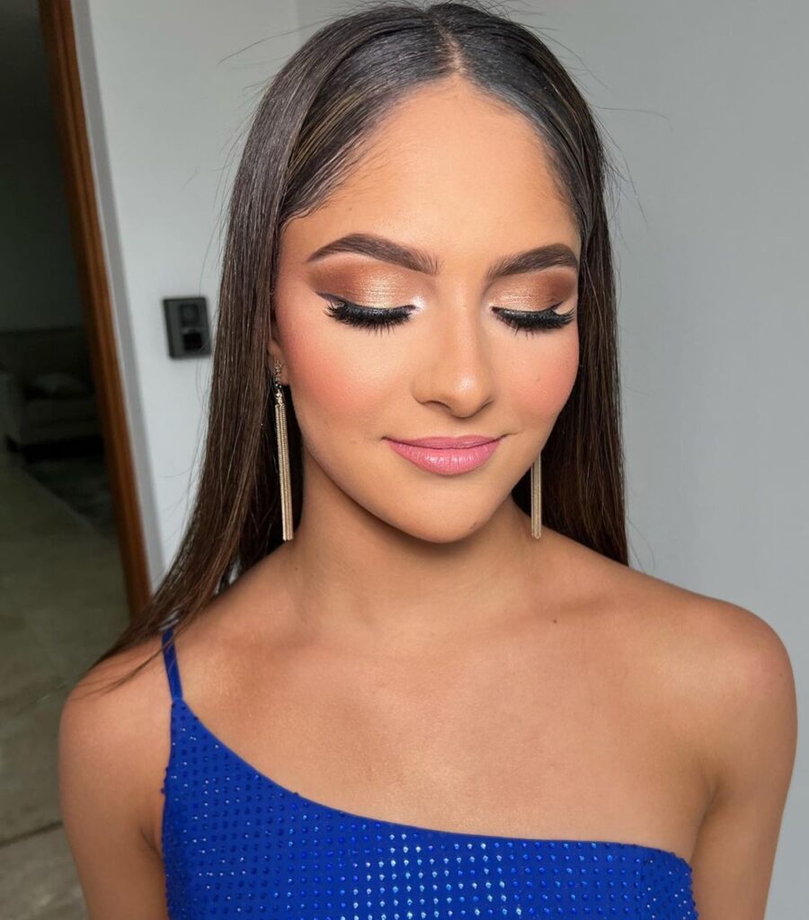 bronzed makeup for blue prom dress