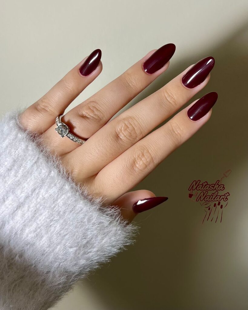 burgundy red spring nails