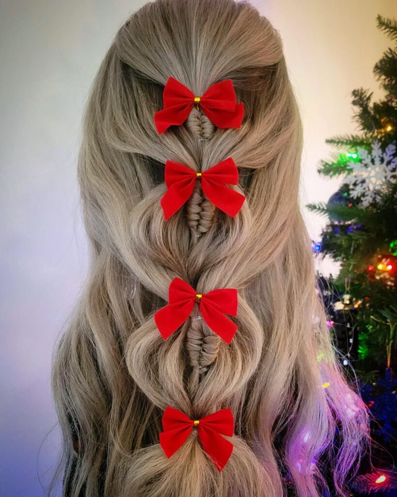christmas ribbon hairstyle