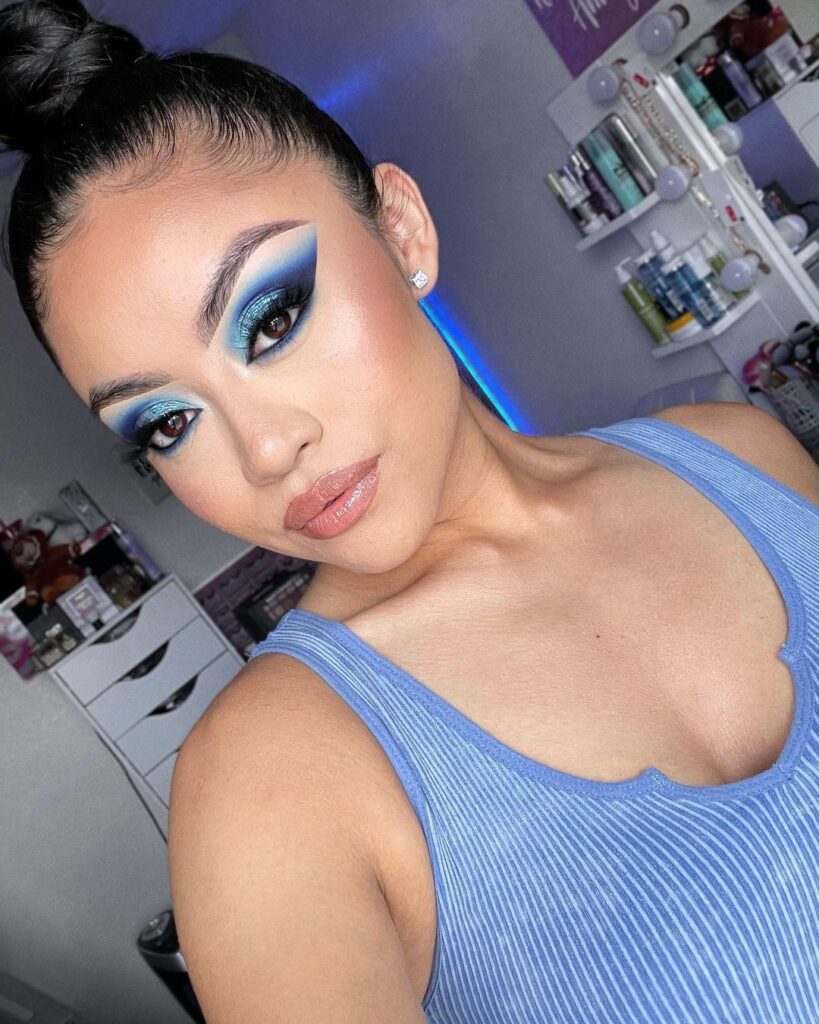 different shades of blue quince makeup