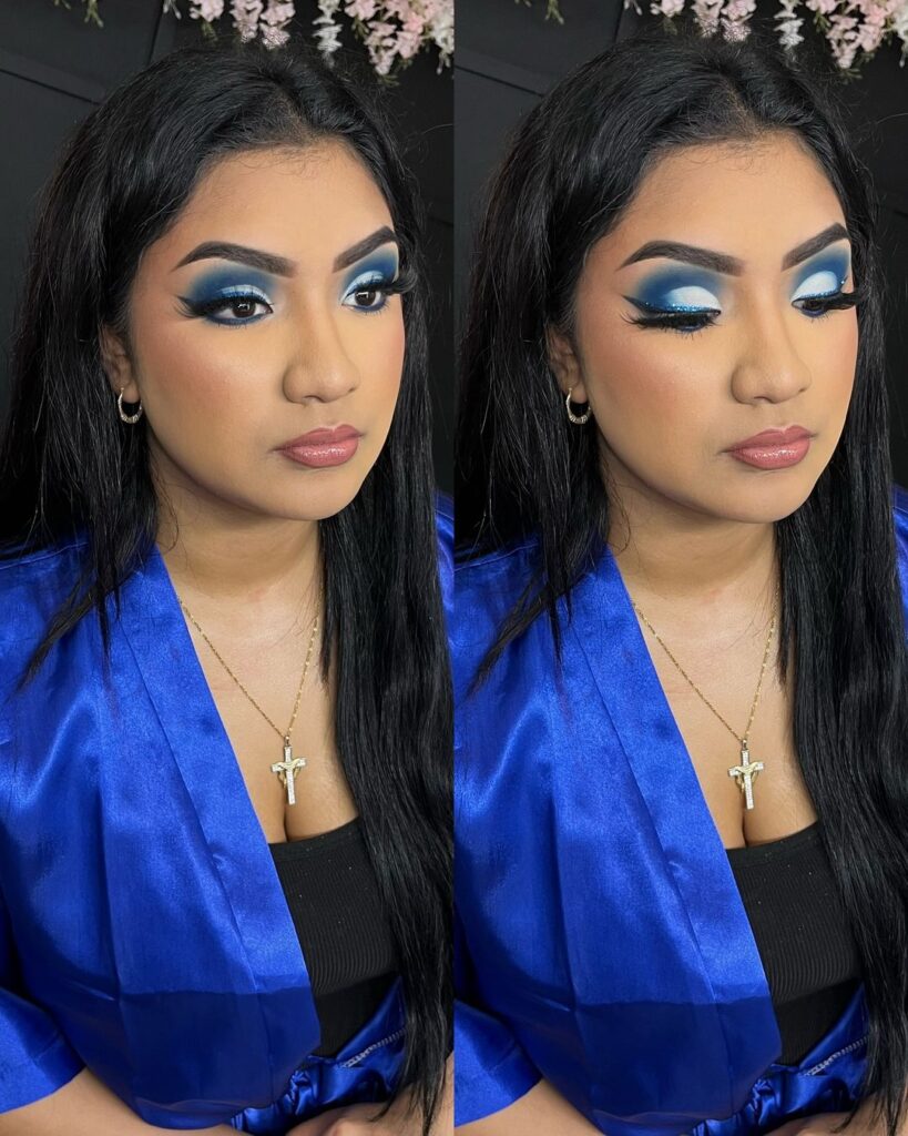 extra glam blue quince makeup