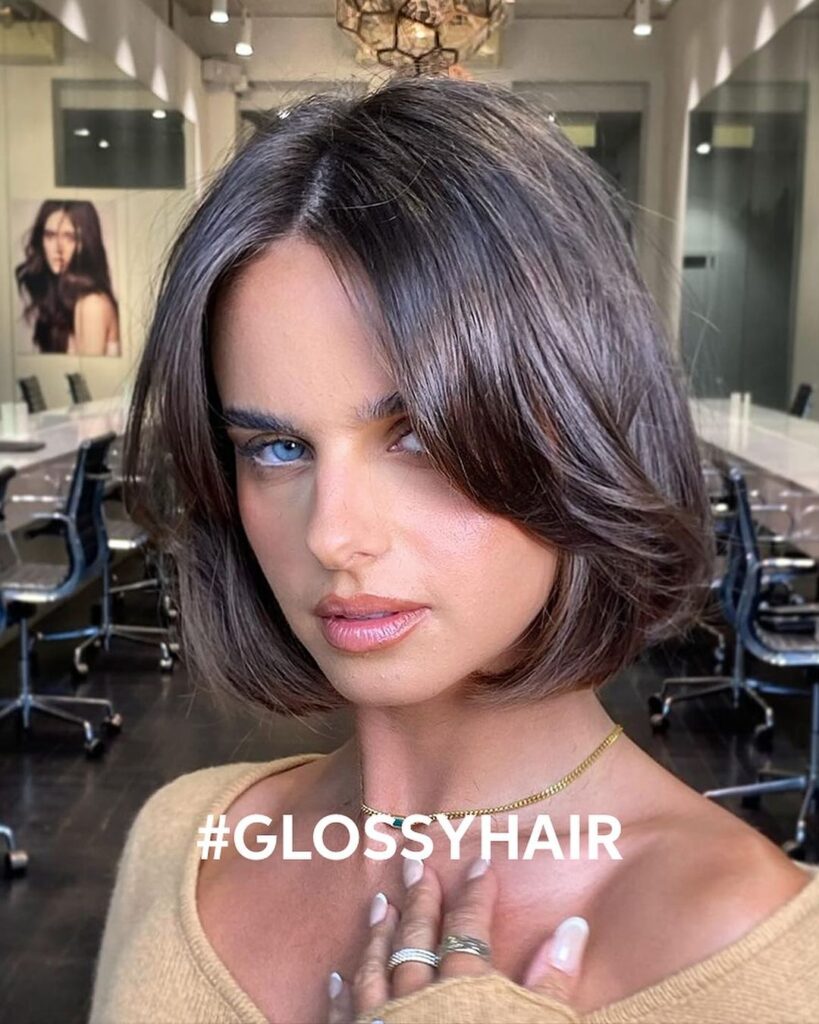 glossy short bob cut