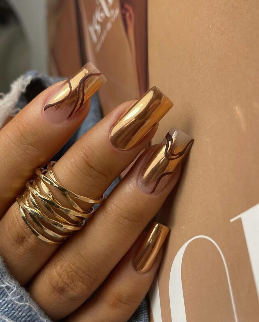 gold chrome nails