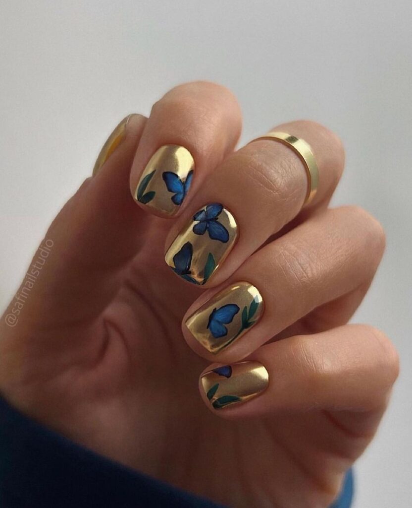 nail art metalizado dorado