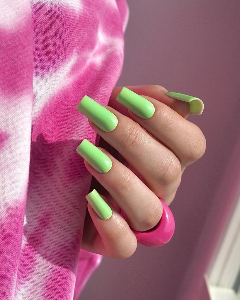 green fluorescent nails