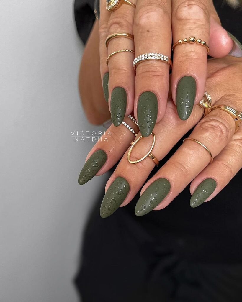 green matte glossy nails