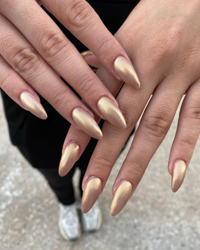 matt gold nails
