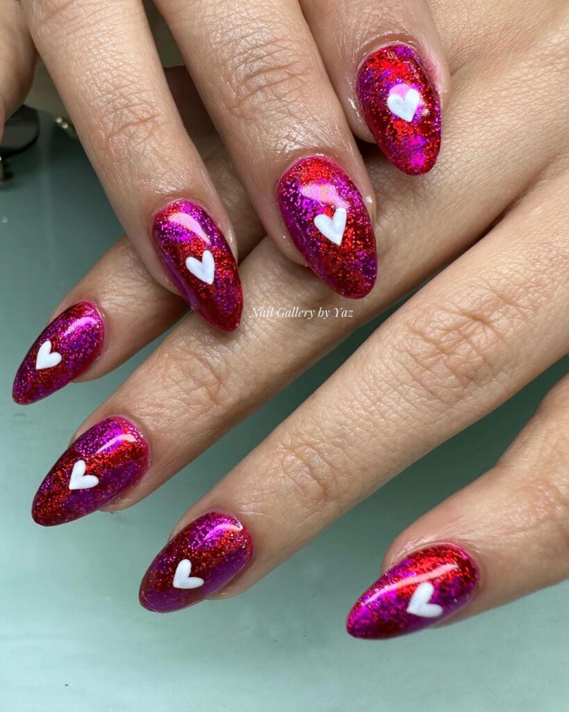 metallic heart nails