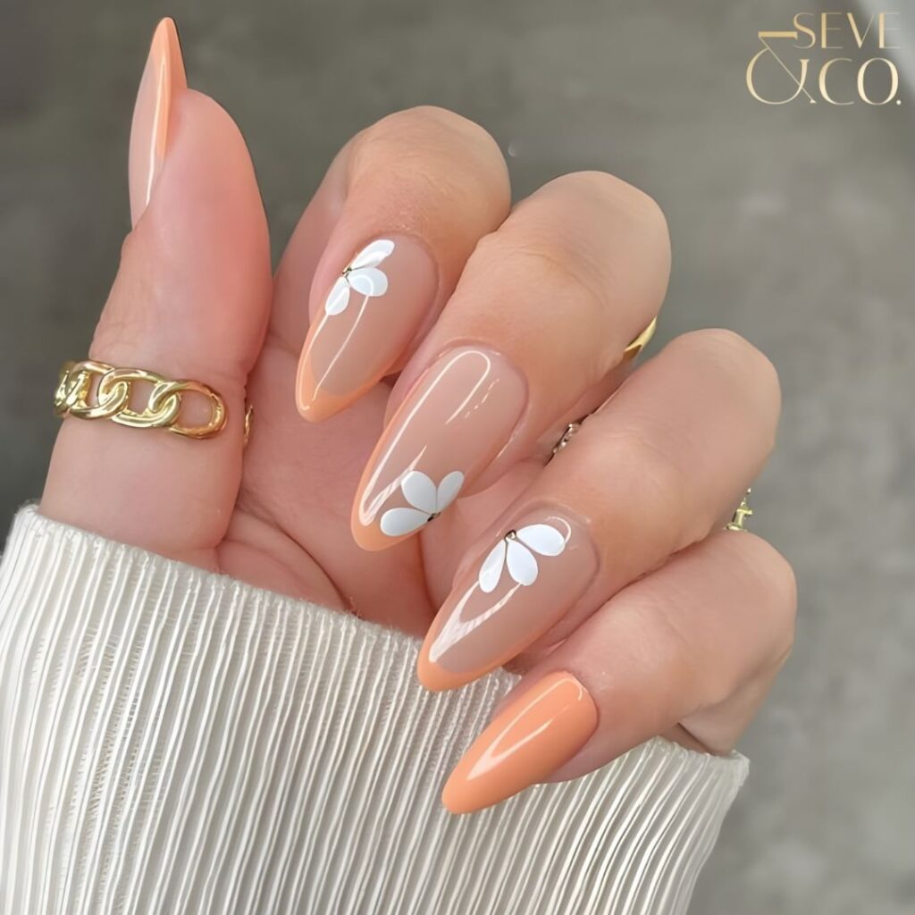 nails with peach fuzz tips