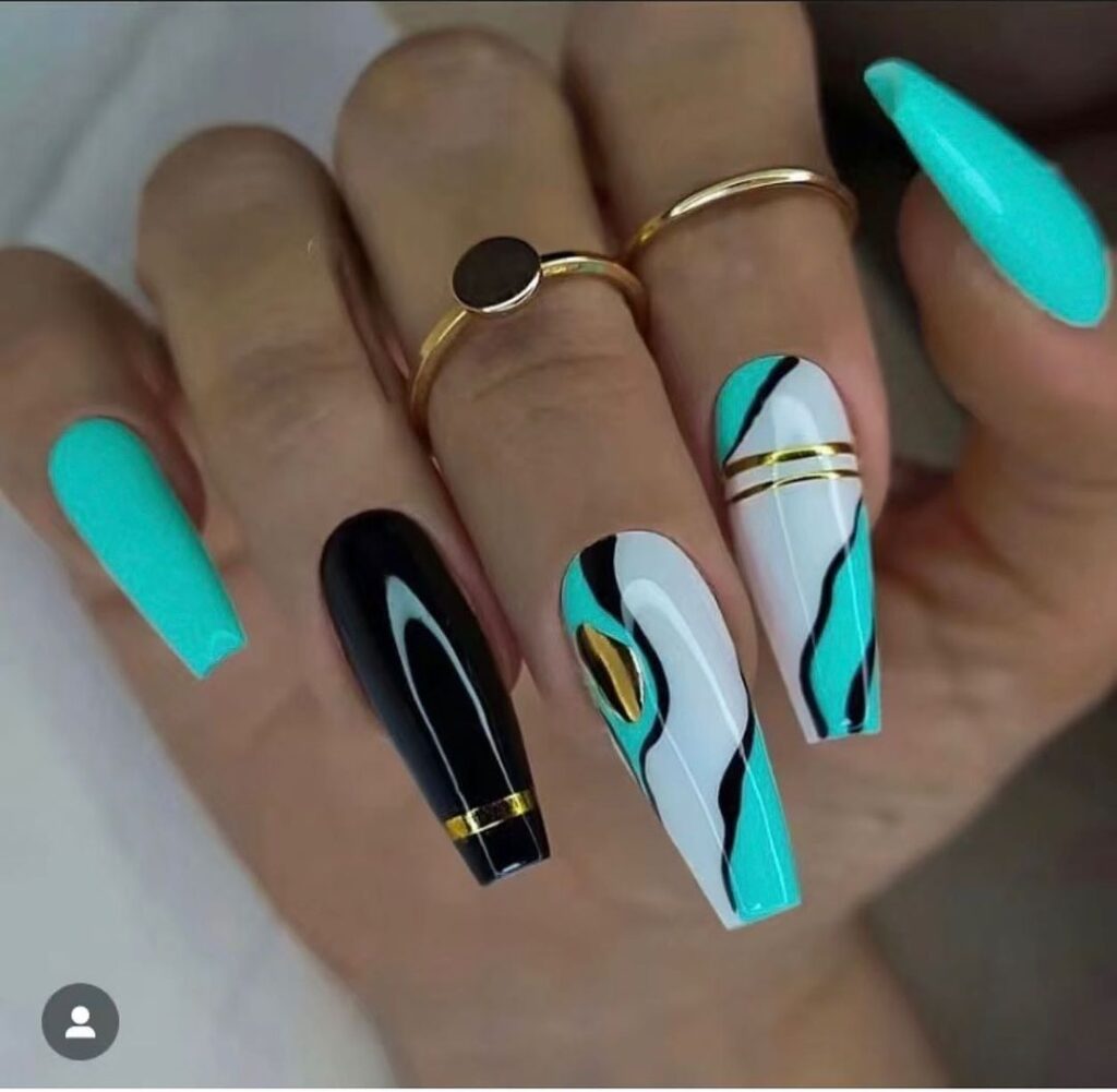 pastel and black mob wife nails