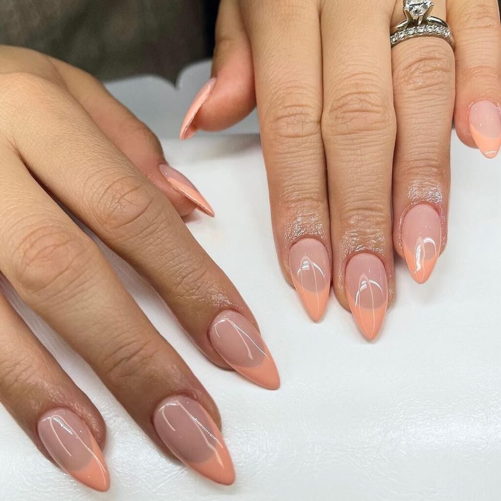 peach fuzz french tips