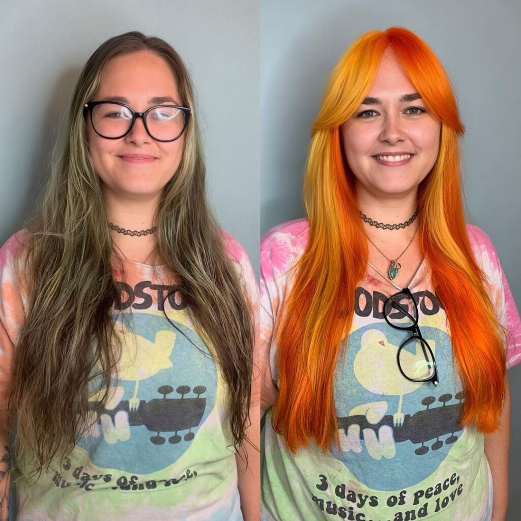 transformation des cheveux en poils de pêche