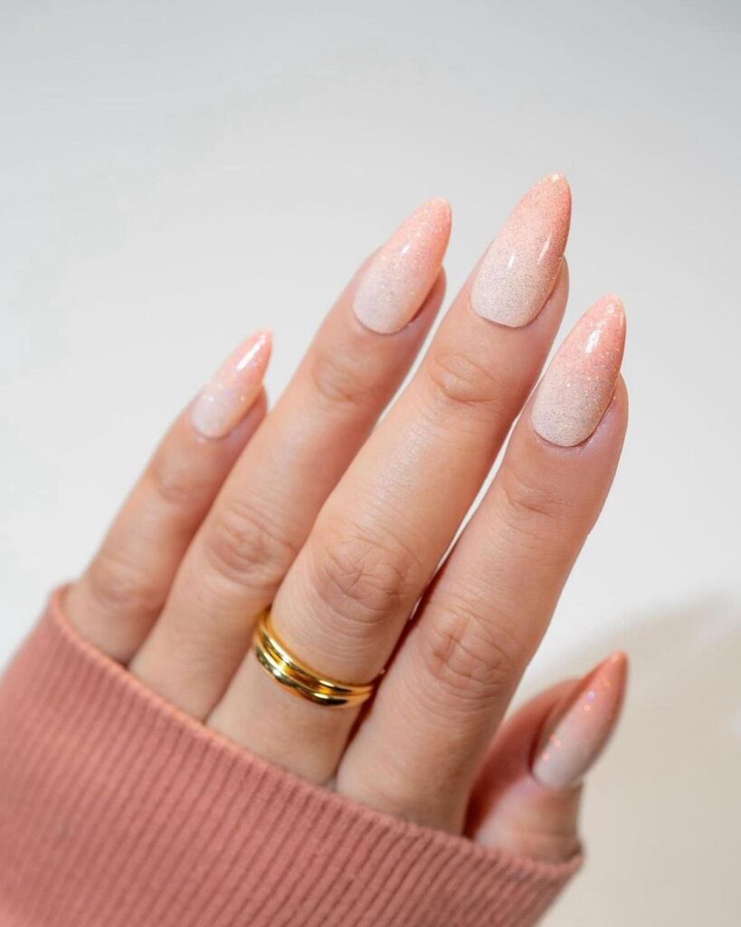 peach fuzz ombre nails