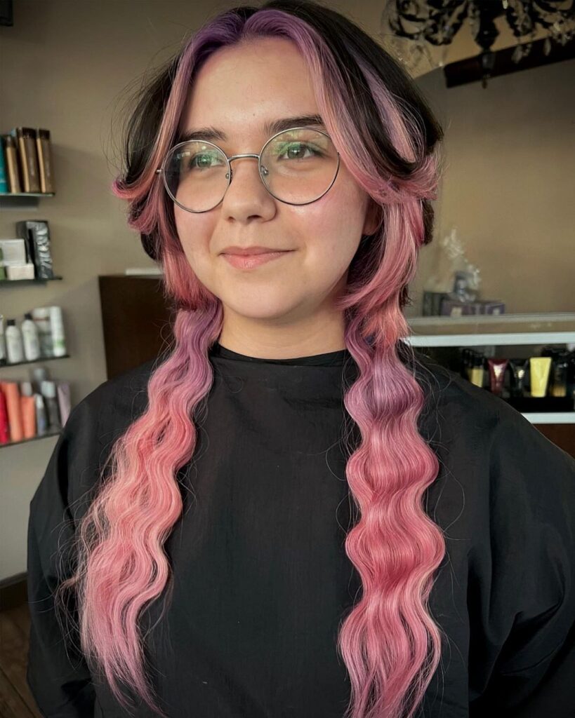 pink and black jellyfish hairstyle