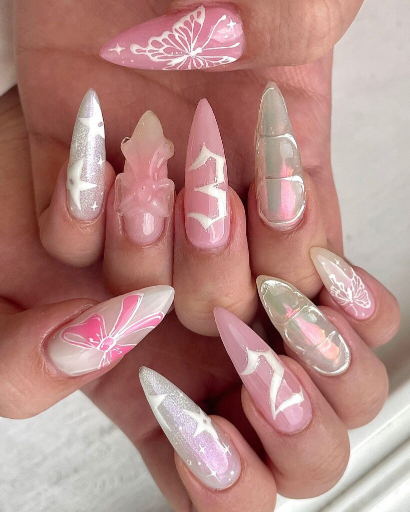 pink birthday nails