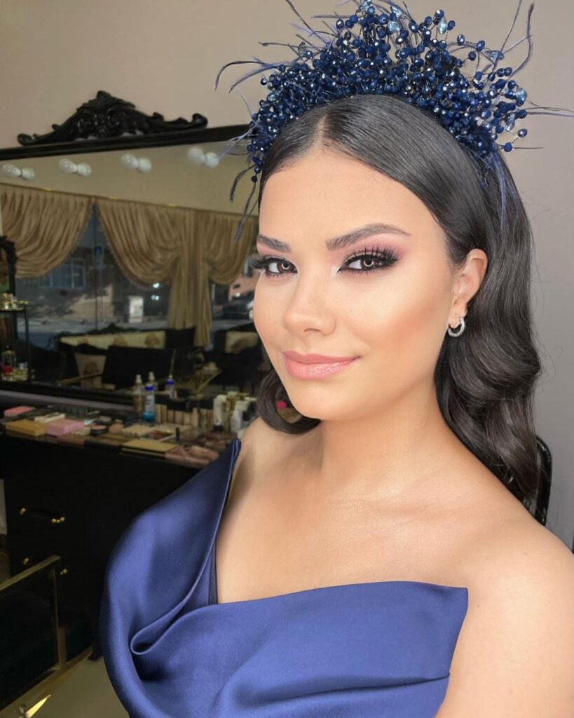 prom makeup cobalt blue dress