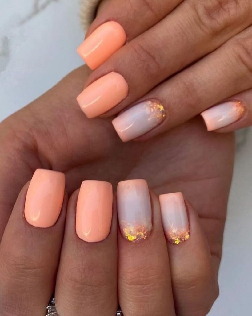 short square peach fuzz nails