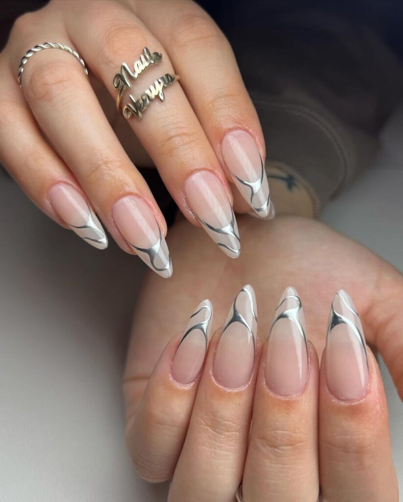 silver chrome nails