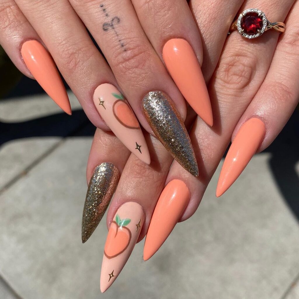 stiletto peach fuzz nails