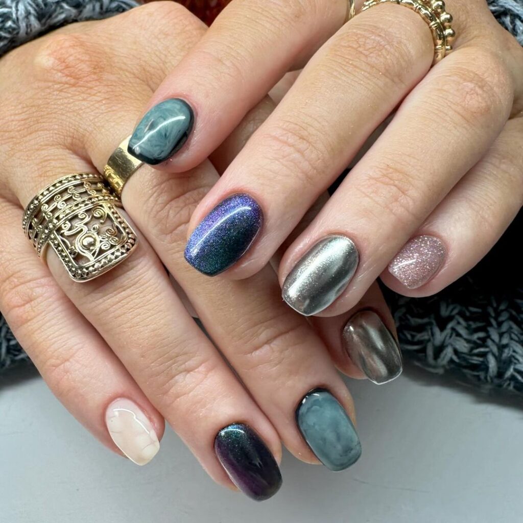 stone like metallic nails