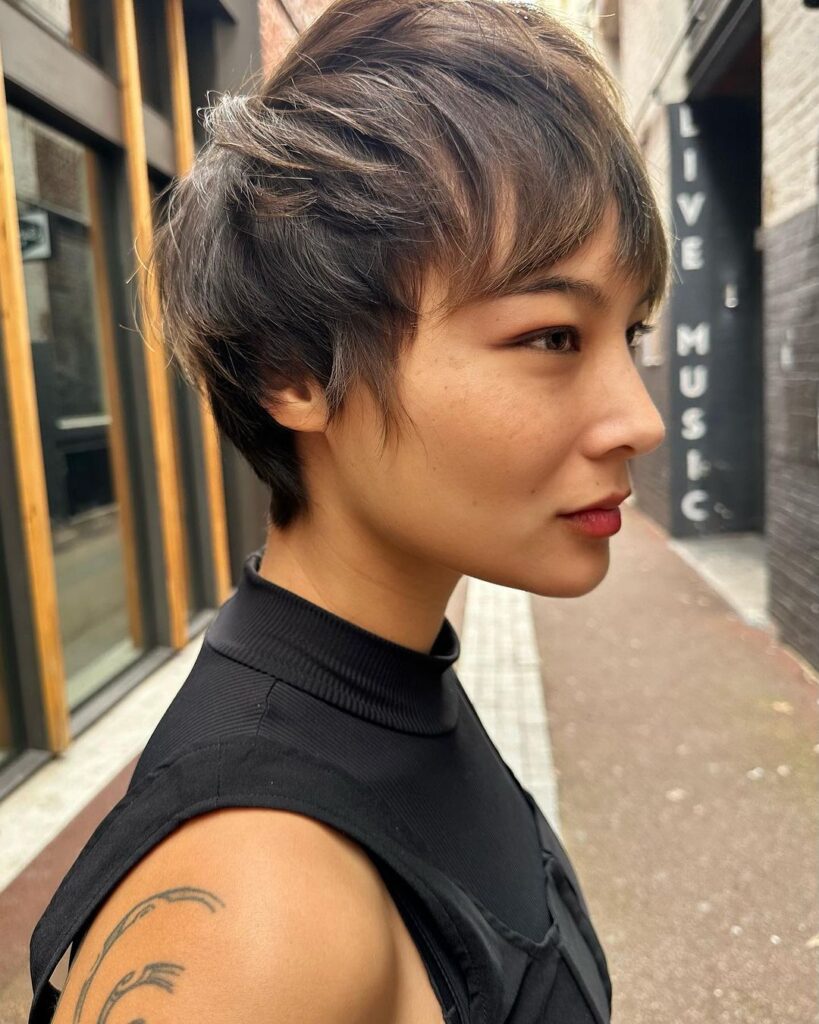 swiped long pixie cut