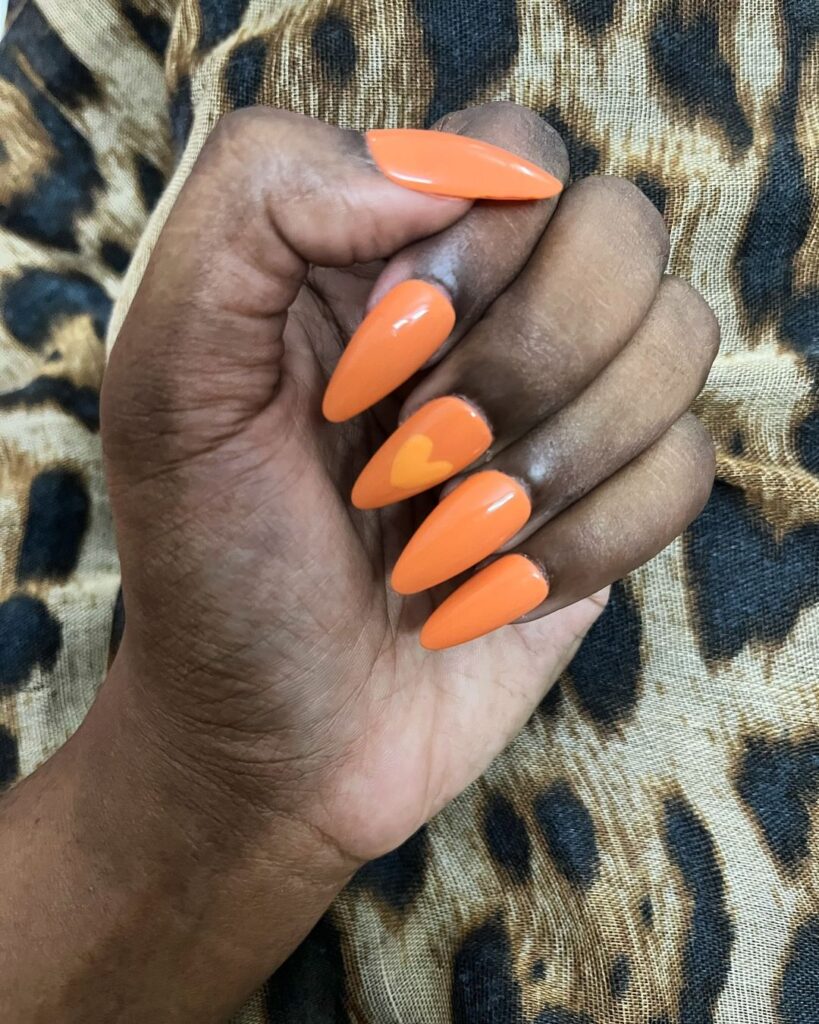 tangerine heart nails
