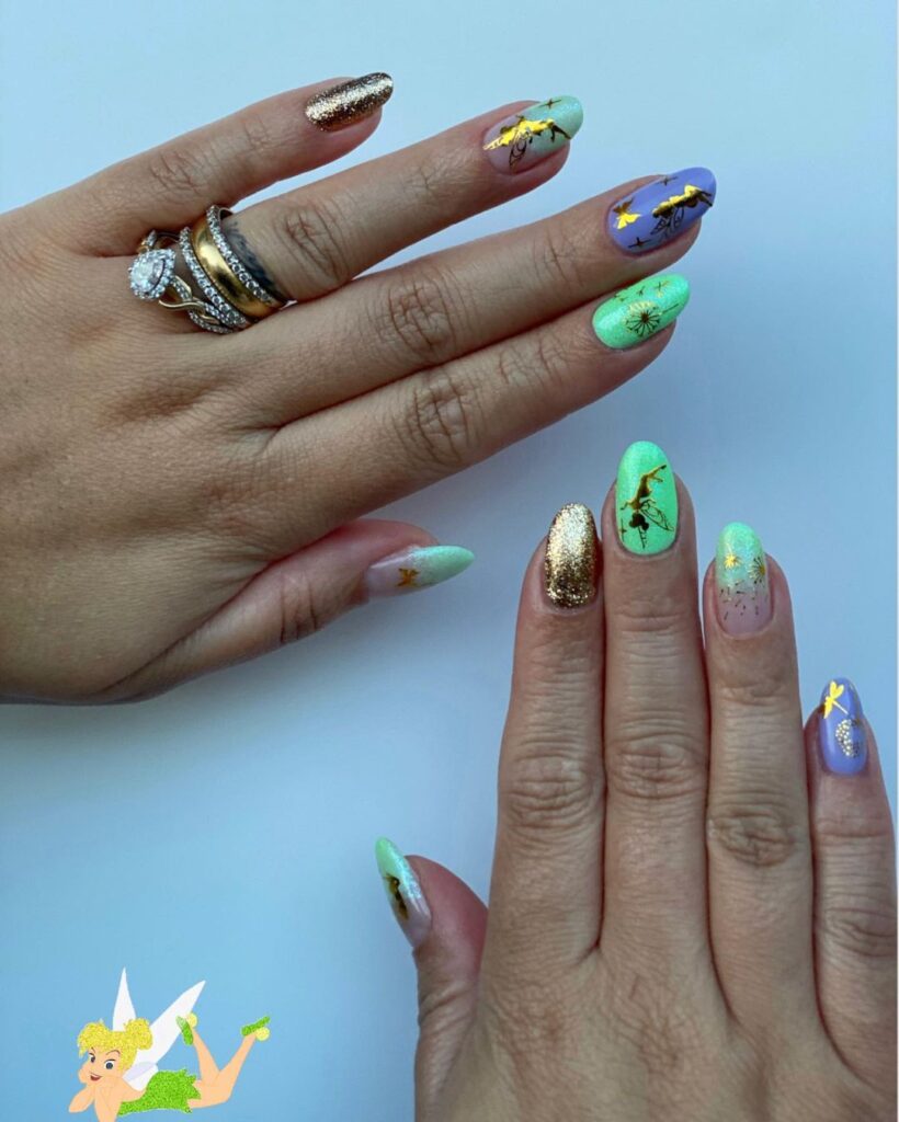 tinker bell gold edition nails