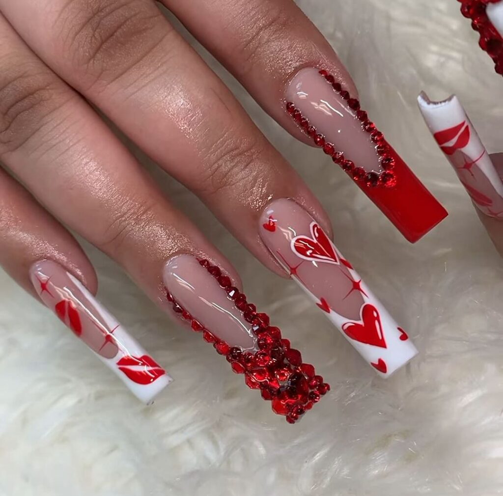 valentines day spring red nails