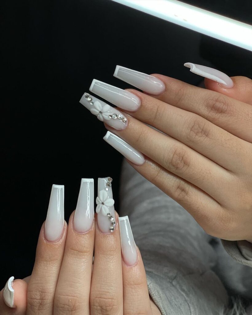 white birthday nails