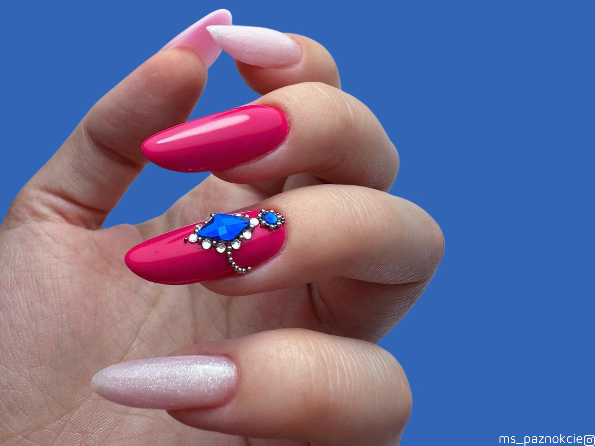 pink gem nails