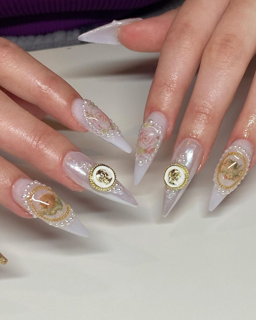 Charming Milky Baroque Nails