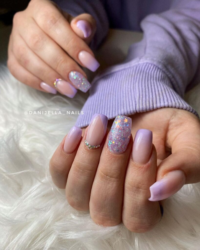 Ombre lilas avec paillettes