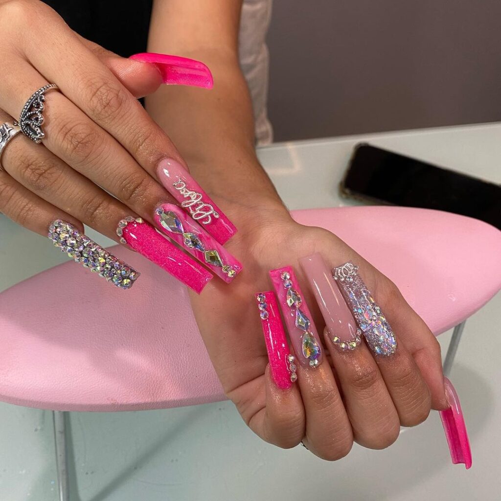 Pink Baddie Nails