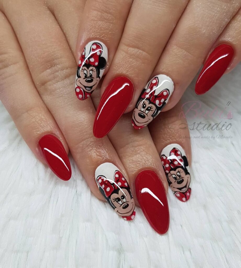 Red Minnie Mouse Nails