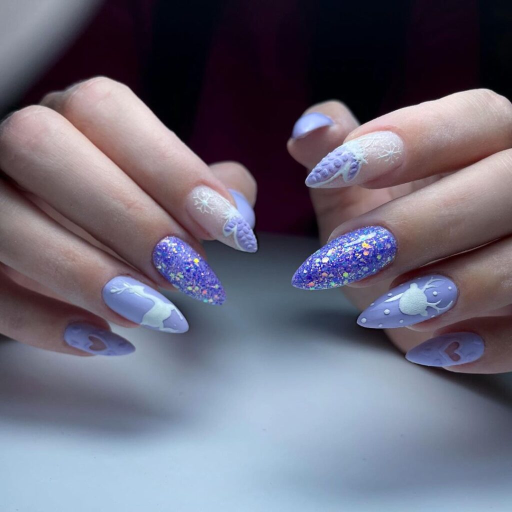 Diseño de uñas Winter Lilac