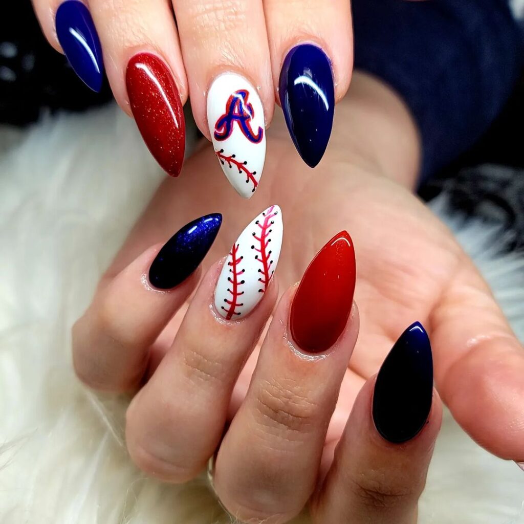 atlanta braves nail art