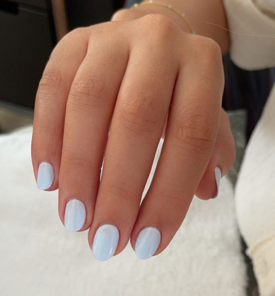 baby blue short clean nails